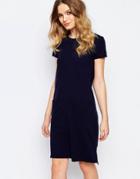 People Tree Organic Fairtrade Cotton Light Weight Knitted T-shirt Dress With Pockets - Navy