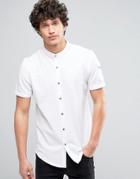 Brave Soul Grandad Collar Pocket Polo Shirt - White