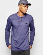 Kubban Long Sleeve Polo Jersey Stitched Logo T-shirt - Navy