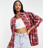 Missguided Tall Check Shirt In Red