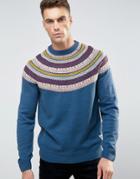 Bellfield Reverse Jacquad Knitted Sweater - Navy
