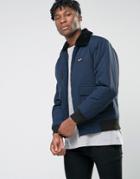 Nicce London Ma1 Bomber Jacket With Faux Fur Collar - Navy
