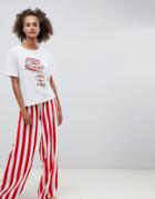 Asos Design Mr & Mrs Pop It Like Its Hot Boxy Tee And Wide Leg Pyjama Set-multi
