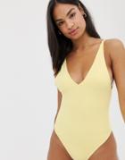 Weekday Plunge Swimsuit In Yellow - Yellow