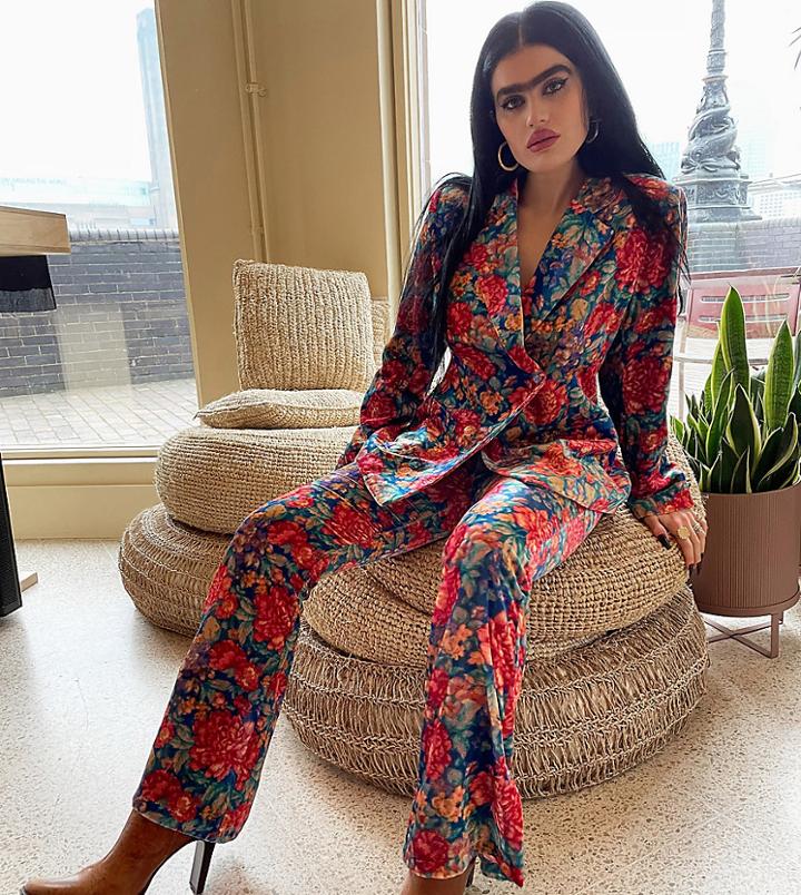 Labelrail X Sophia Hadjipanteli Floral Print Velvet Flared Pants In Multi - Part Of A Set