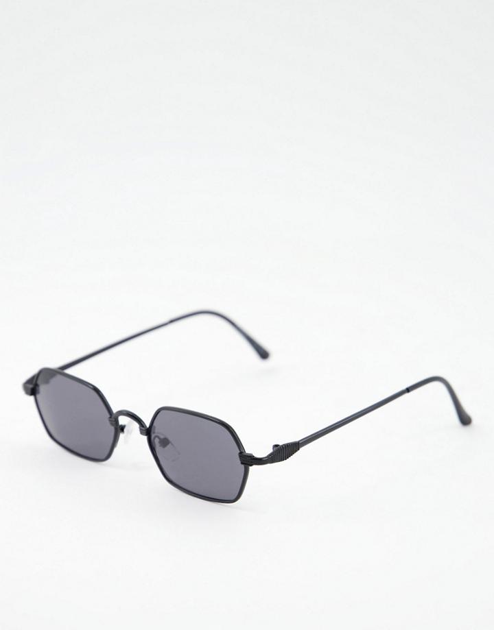 Aj Morgan Micro Rectangle Sunglasses In Black