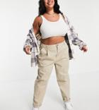 Asos Design Curve Chino Trousers In Stone-neutral