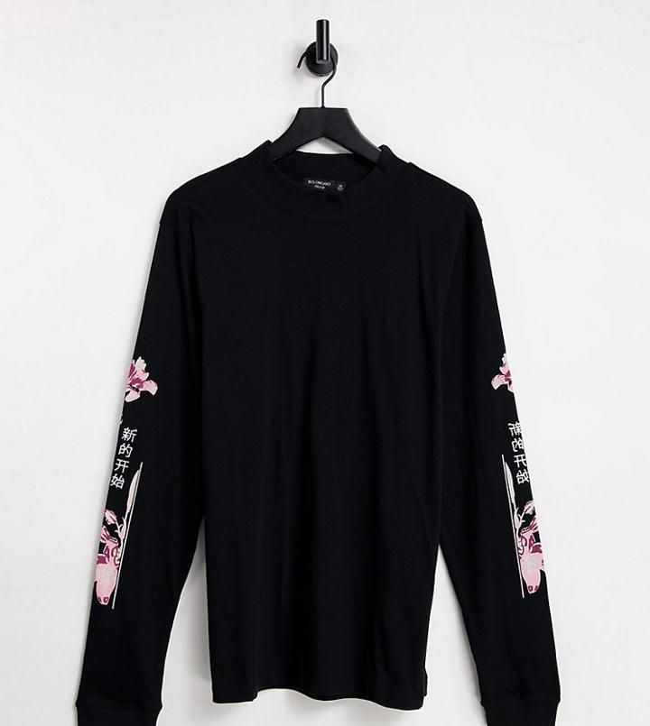 Bolongaro Trevor Tall Orchid Sleeve Print Long Sleeve Top-black