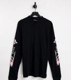 Bolongaro Trevor Tall Orchid Sleeve Print Long Sleeve Top-black