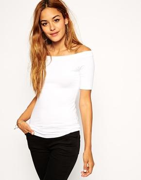 Asos Tunic Top With Off Shoulder - White