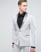 Asos Super Skinny Prom Tuxedo Suit Jacket With Satin Lapel In Gray - Gray