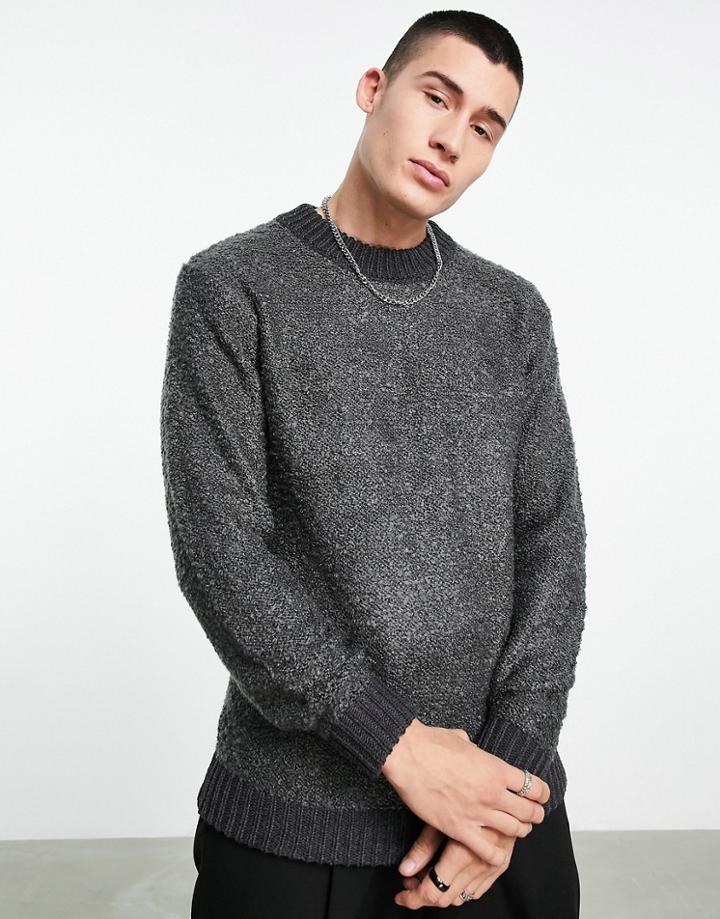 Bando Brushed Deep Rib Crew Neck Sweater-purple