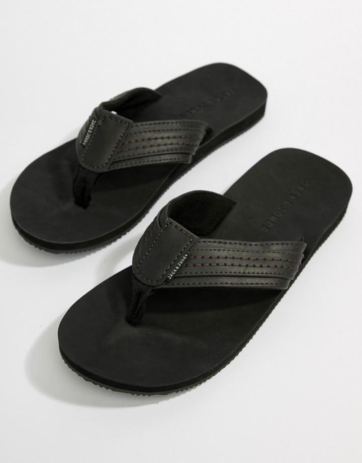 Jack & Jones Leather Sandal - Black