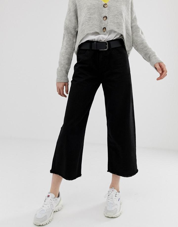 Daisy Street Wide Leg Skater Jeans - Black