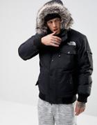 The North Face Gotham Bomber Jacket With Detachable Faux Fur Hood In Black - Black