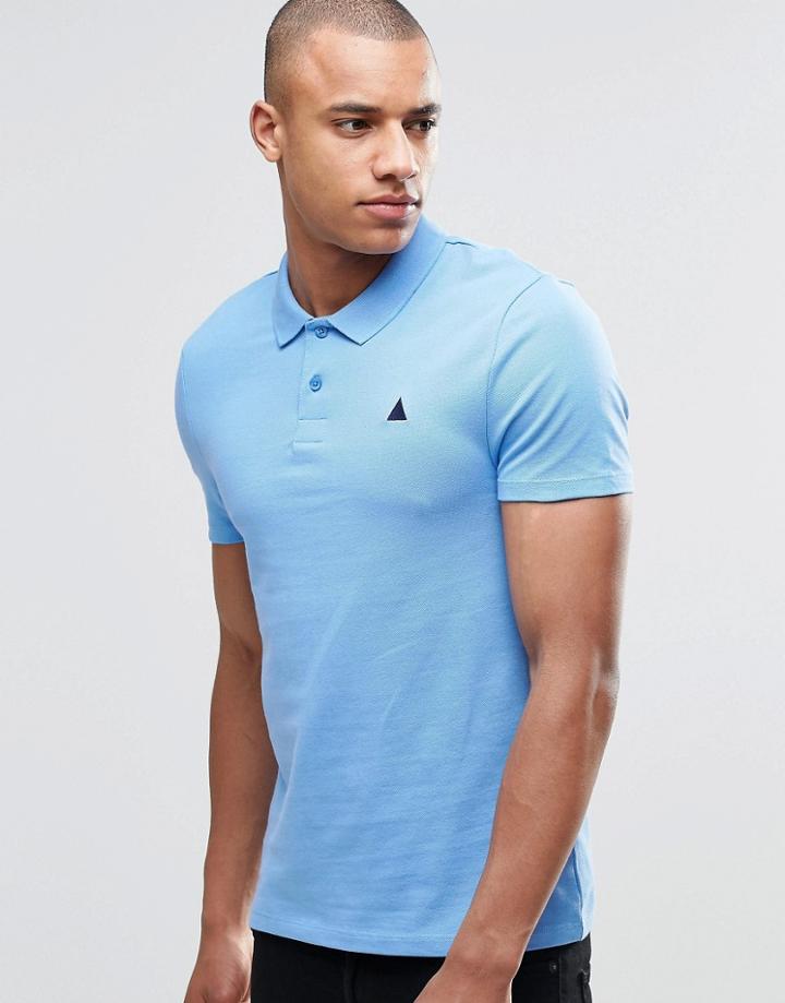Asos Muscle Logo Pique Polo In Bright Blue - Blue