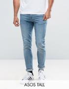 Asos Tall Super Skinny Jeans In Light Wash - Blue