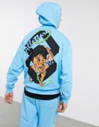 Asos Design Two-piece Oversized Hoodie With Tiger Back Print-blues