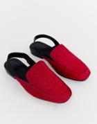 Asos Design Move Over Leather Slingback Loafers-pink