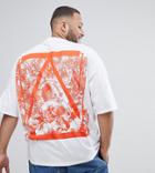 Asos Design Plus Oversized T-shirt With Half Sleeve And Scenic Back Print - White