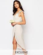 Tfnc Wedding Wrap Embellished Midi Dress - Moonbeam