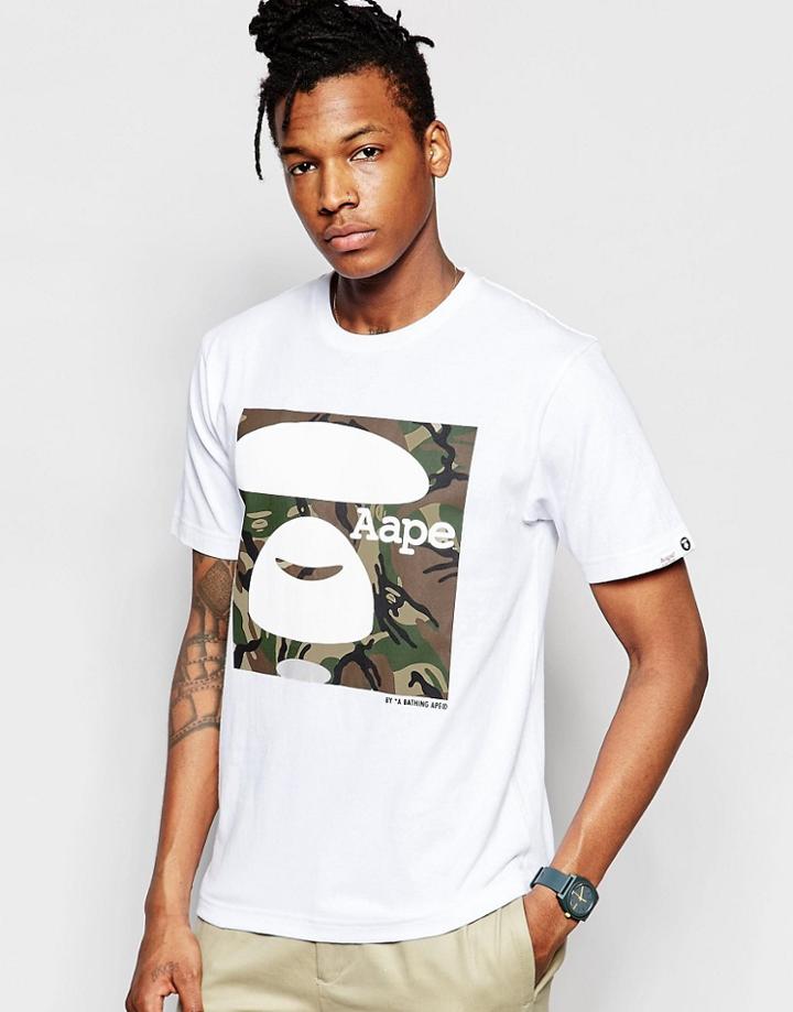 Aape By A Bathing Ape Green Camo Basic T-shirt - White