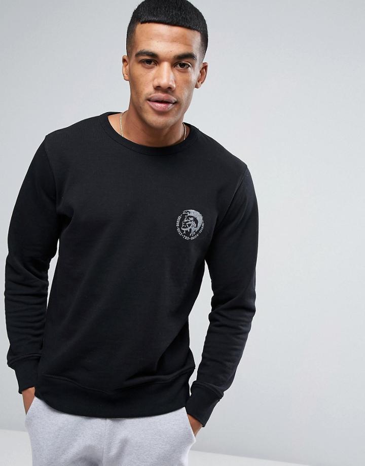Diesel Logo Crew Sweat In Regular Fit Black - Black