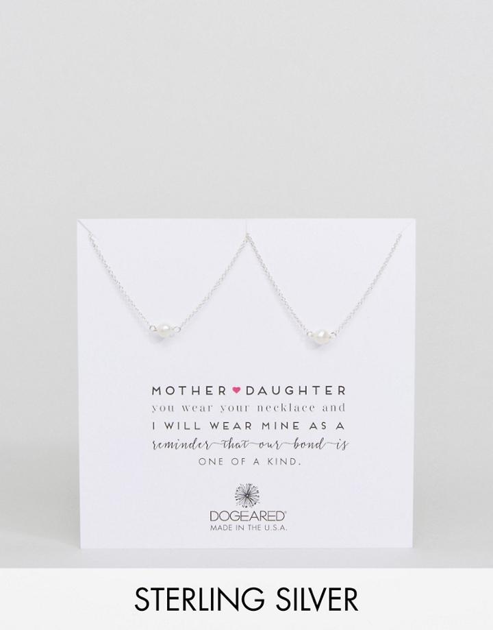 Dogeared Sterling Silver Mother And Daughter Set Of 2 Pearl Reminder Necklace - Silver