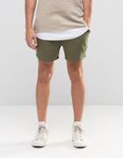 Asos Jersey Runner Shorts In Khaki - Burnt Olive