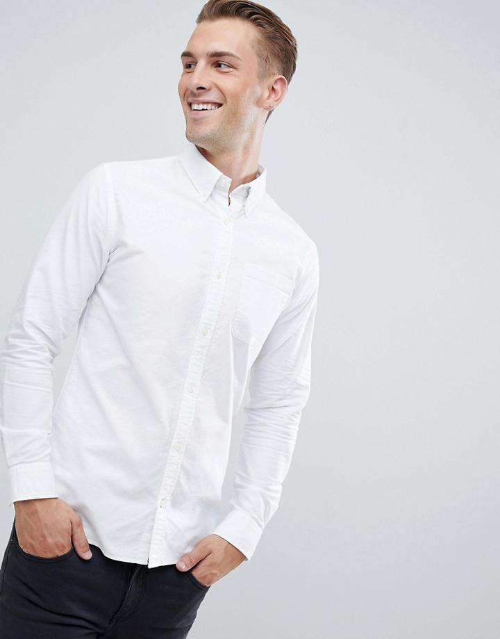 Jack & Jones Essentials Slim Fit Oxford Shirt In White