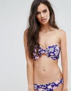 Boohoo Printed Scallop Edge Bikini Top - Multi