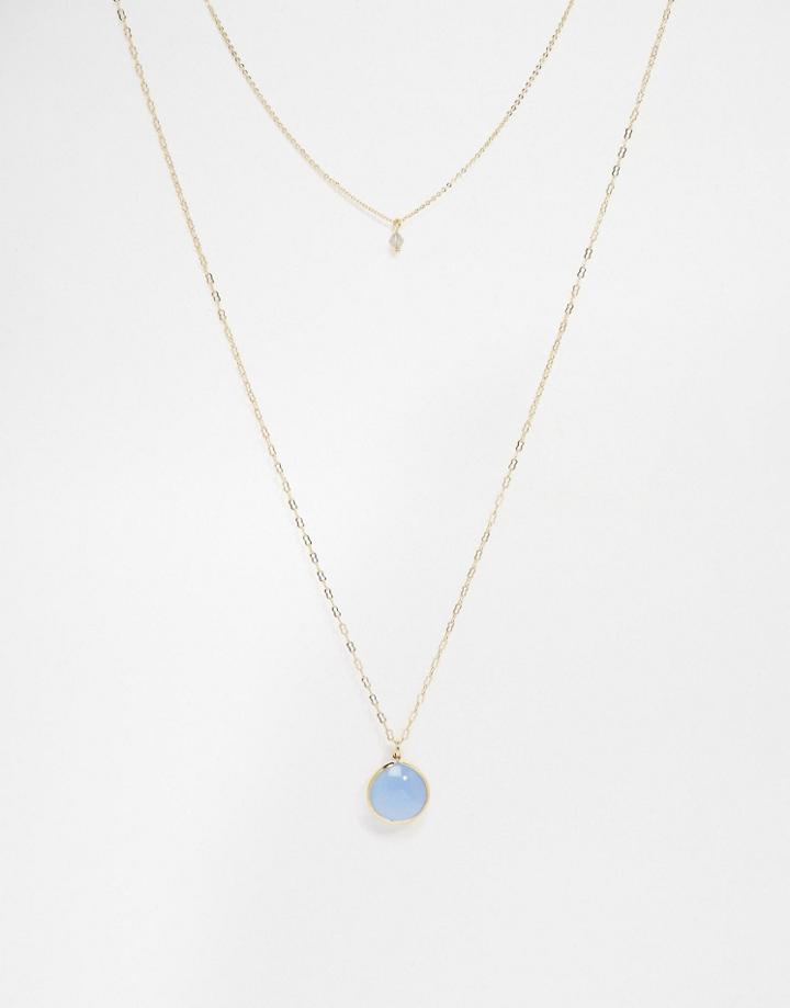 Orelia Semi Precious Two Row Necklace - Pale Gold