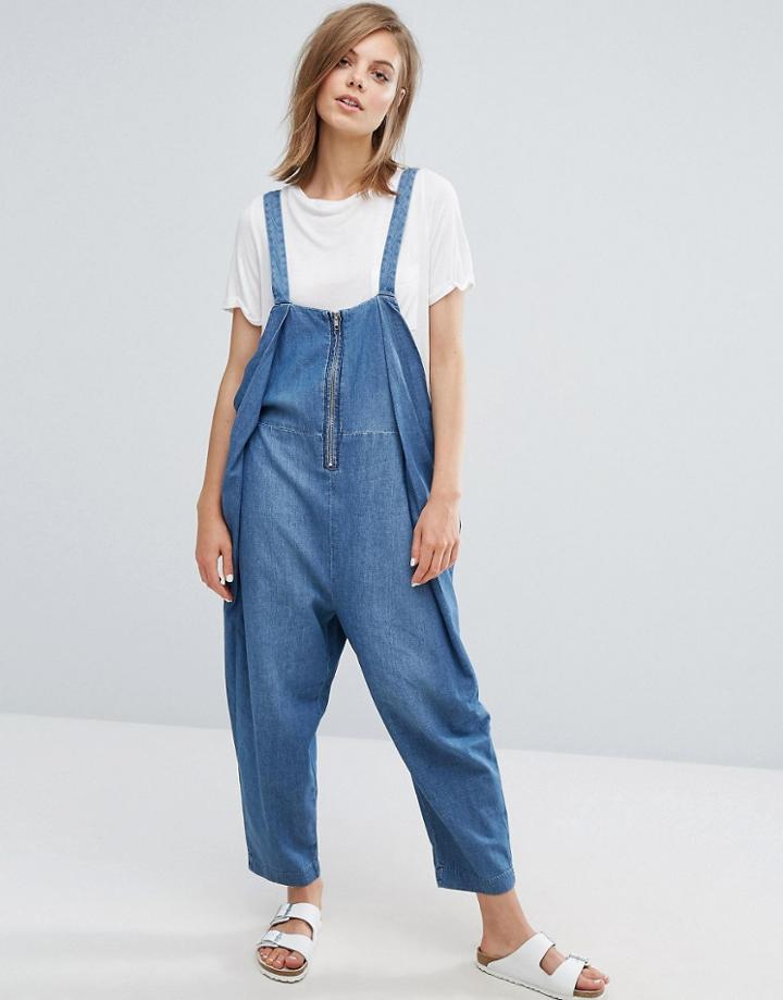 Waven Faye Oversized Zip Front Jumpsuit - Blue
