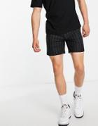 Topman Skinny Striped Shorts In Black And Blue