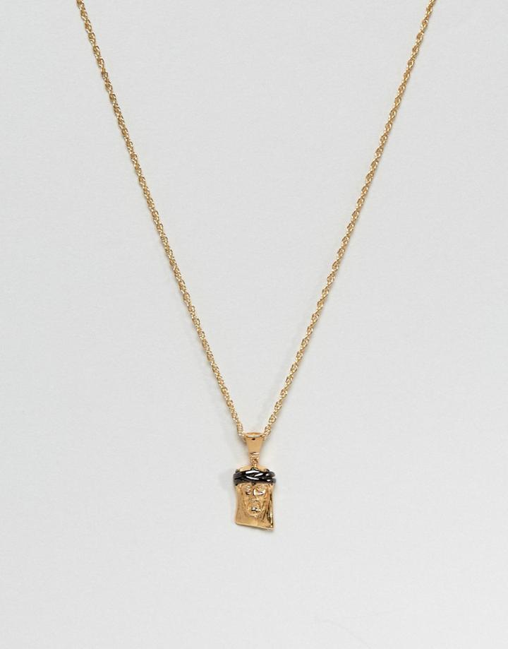 Mister 2 Tone Jesus Piece Necklace In Gold & Black - Gold