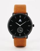 Asos Watch In Black With Leather Strap And Functioning Sub Dial - Black