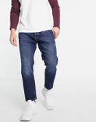 Selected Homme Relaxed Crop Jean In Dark Blue With Organic Cotton-blues