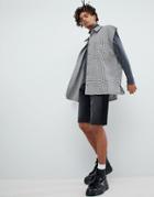 Mennace Oversized Gingham Sleeveless Shirt In White - White