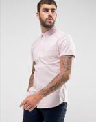 Asos Casual Slim Oxford Shirt With Stretch In Pale Pink - Pink