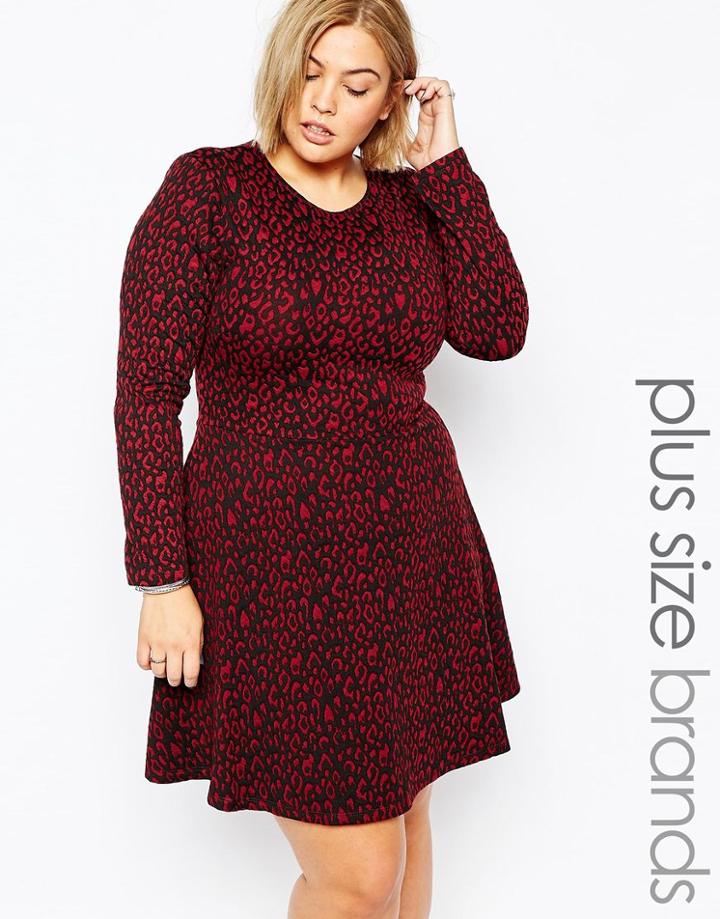 Brave Soul Plus Skater Dress In Animal Print