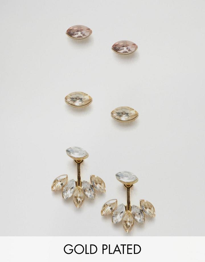 Johnny Loves Rosie India Taupe Multipack Earrings - Gold