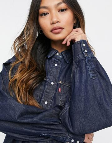 Levi's Slouchy Western Shirt In Dark Blue-blues