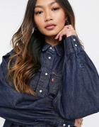 Levi's Slouchy Western Shirt In Dark Blue-blues