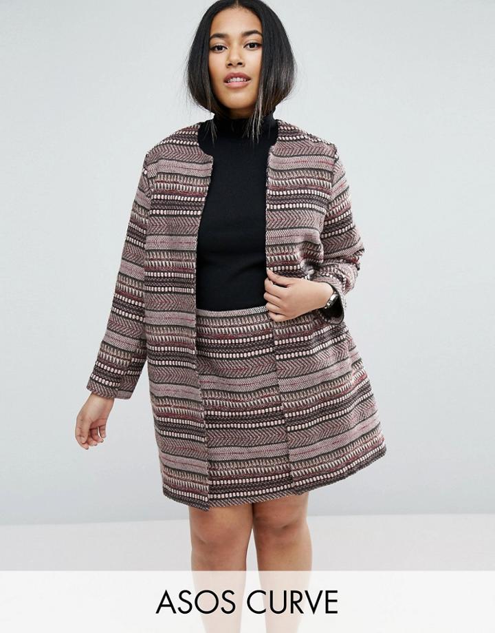 Asos Curve Edge To Edge Stripe Jacket Co-ord - Multi