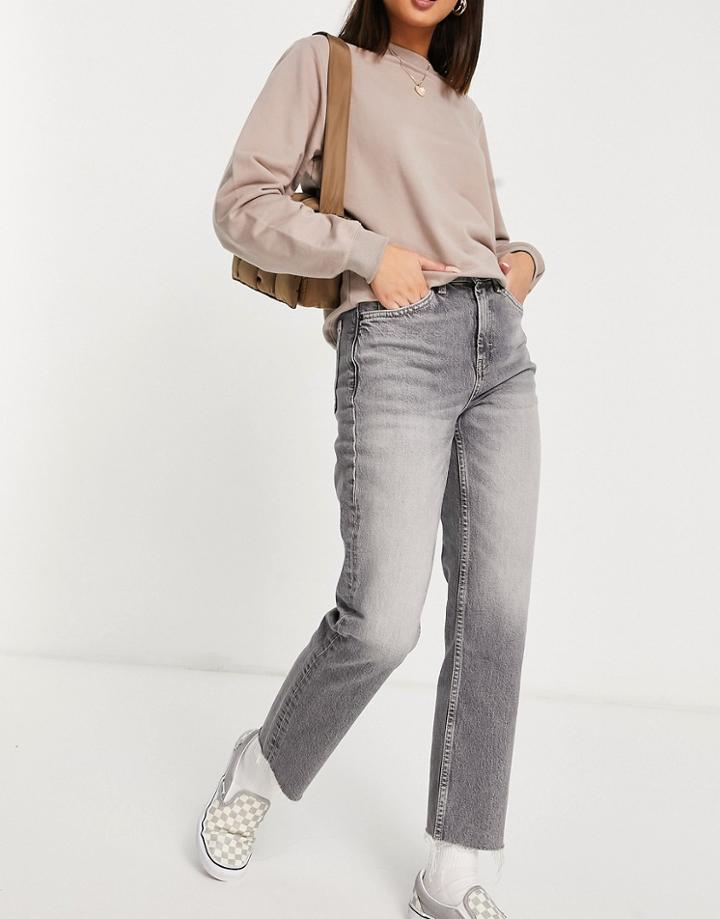 Topshop Straight Leg Jean In Gray-grey