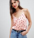 River Island Cami Top In Pink Lips Print - Pink
