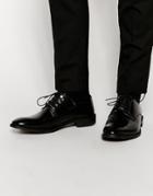 Asos Derby Shoes In Black Leather With Looped Laces - Black