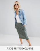 Asos Petite Jersey Pencil Skirt With Pockets - Green