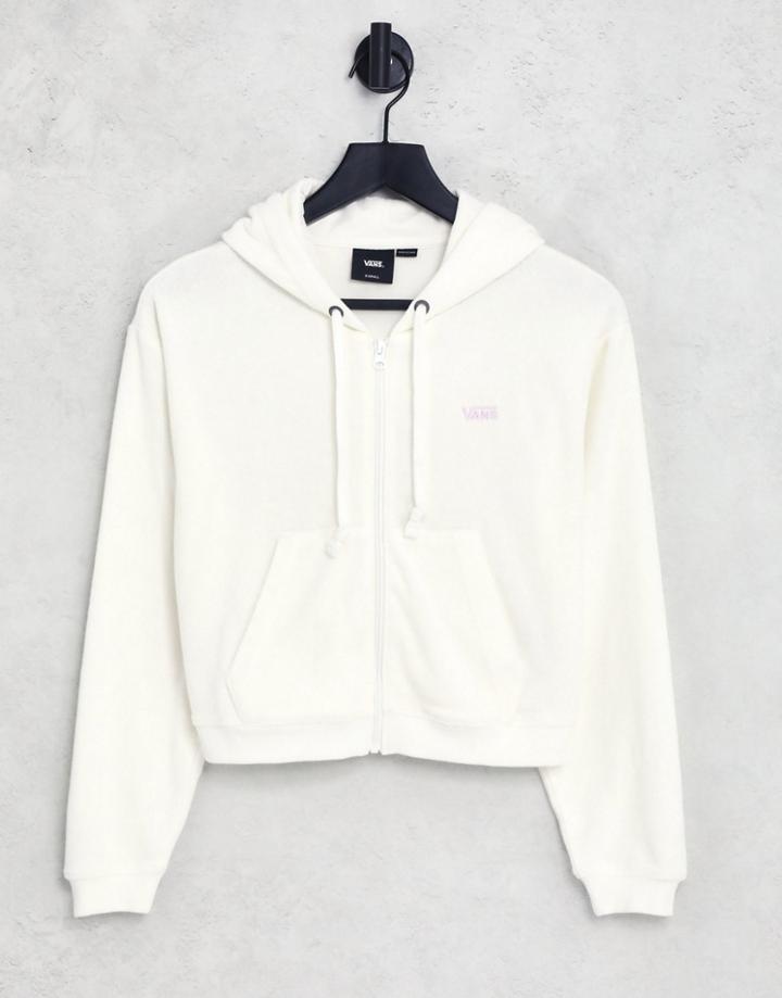 Vans Terry Cloth Full Zip Hoodie In Beige-neutral