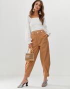 Asos Design Utility Pants With Top Stitching And Tab Detail - Clear